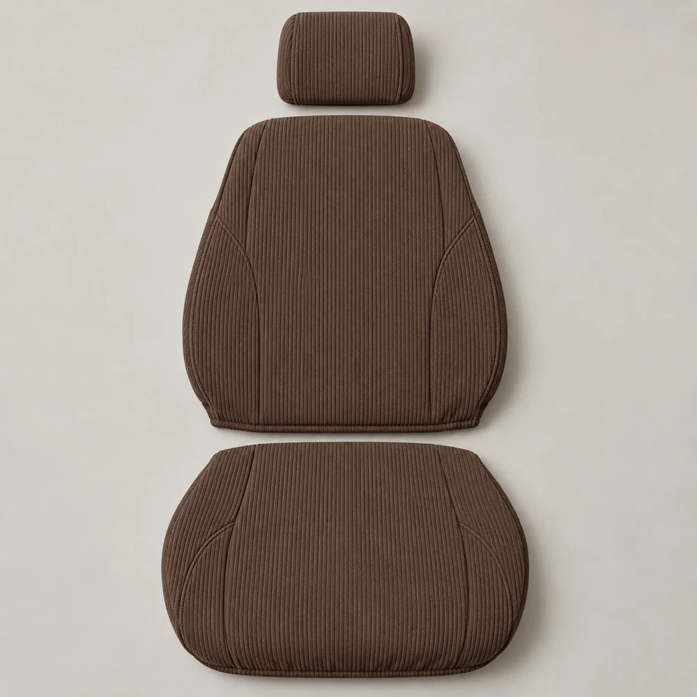 Contour Knit — Cocoa; 1 backrest cover, 1 seat-base cover and 1 separate headrest cover