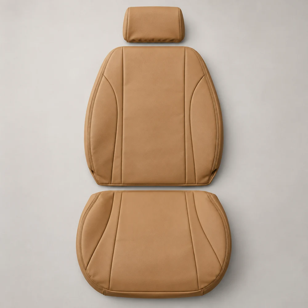 Executive Grain — Camel; 1 backrest cover, 1 seat-base cover and 1 separate headrest cover