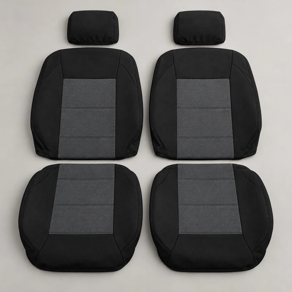 Touring Duo — Black/Graphite; 2 backrest covers, 2 seat-base covers and 2 separate headrest covers